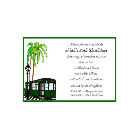 GREEN STREET CAR SIDE VIEW CUSTOM INVITATION