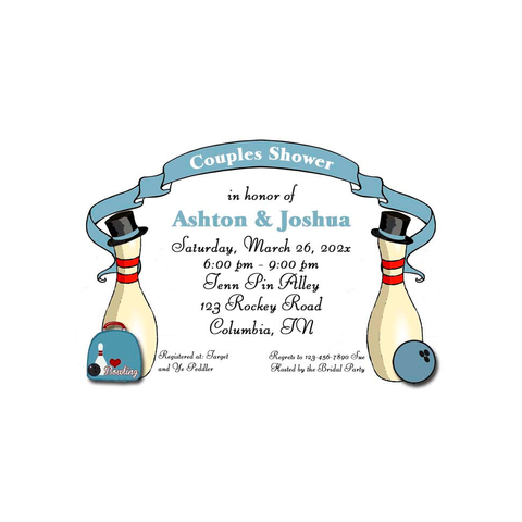 GROOM AND GROOM BOWLING PINS CUSTOM INVITATION