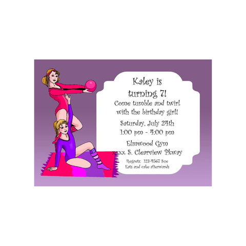 GYMNASTIC GIRLS ON FLOOR CUSTOM INVITATION