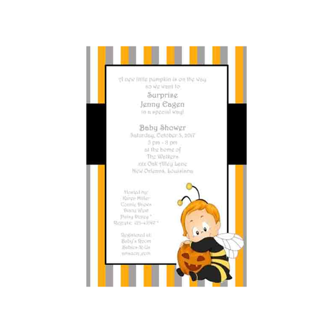 HALLOWEEN BABY BEE CUSTOM INVITATION