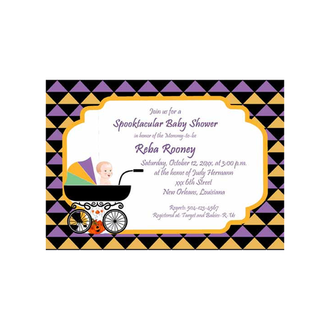 HALLOWEEN BABY BUGGY CUSTOM INVITATION