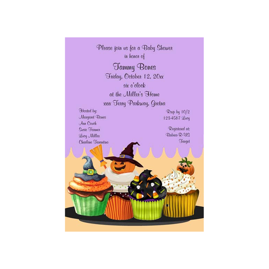 HALLOWEEN CUPCAKES CUSTOM INVITATION