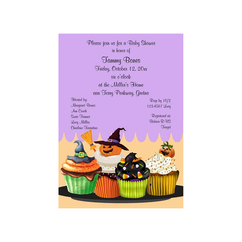 HALLOWEEN CUPCAKES CUSTOM INVITATION