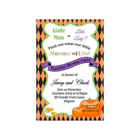HALLOWEEN GENDER REVEAL CUSTOM INVITATION
