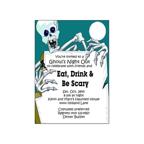 HALLOWEEN  SKELETON CUSTOM INVITATION