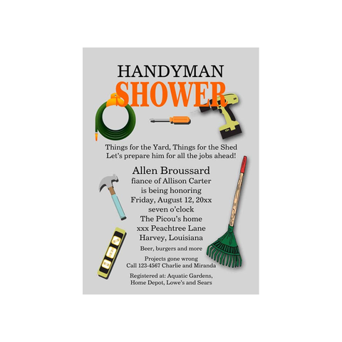 HANDYMAN SHOWER CUSTOM INVITATION
