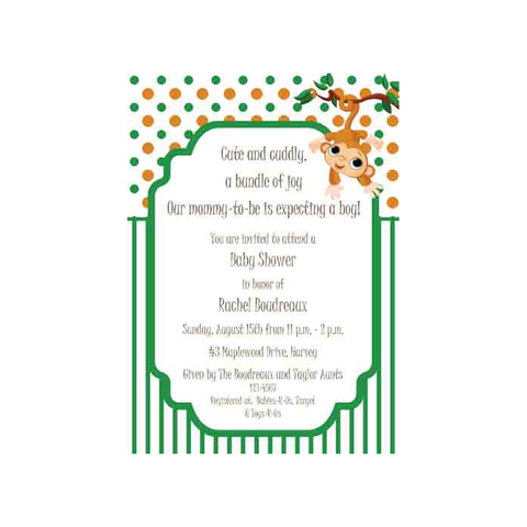 HANGING MONKEY CUSTOM INVITATION