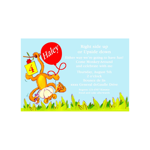 HANGING MONKEY CUSTOM INVITATION