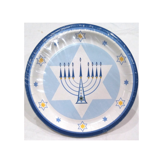 HANUKKAH LIGHTS 6 3/4 INCH PAPER PLATES