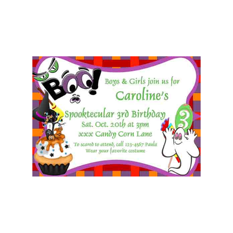 HAPPY GHOST AND CUPCAKE CUSTOM INVITATION