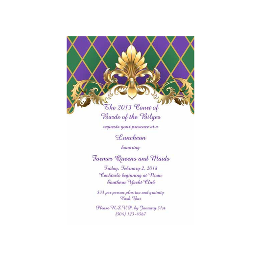 HARLEQUIN FLEUR DE LIS CUSTOM INVITATION