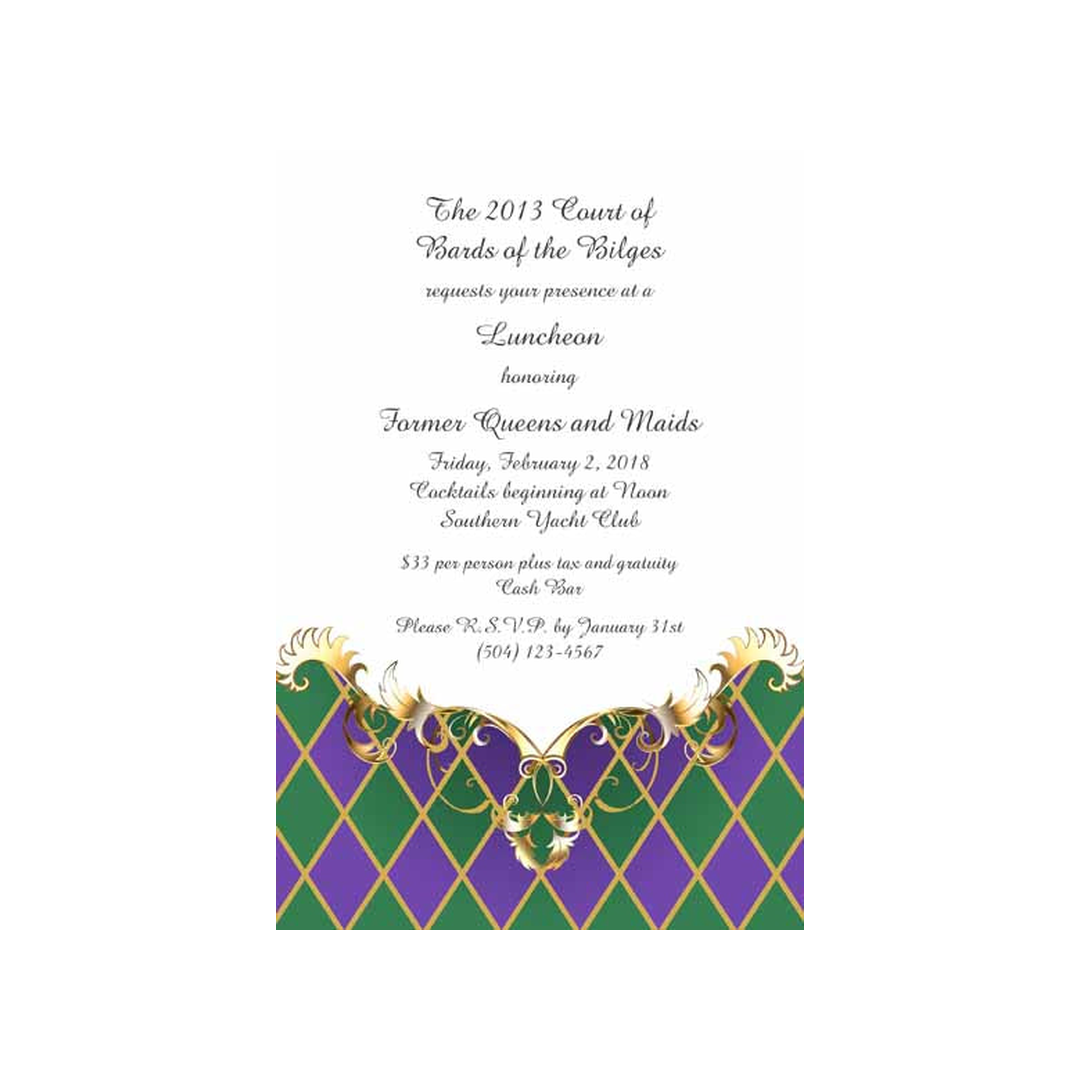 HARLEQUIN FLEUR DE LIS CUSTOM INVITATION