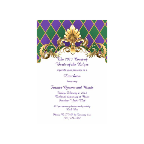 HARLEQUIN FLEUR DE LIS CUSTOM INVITATION