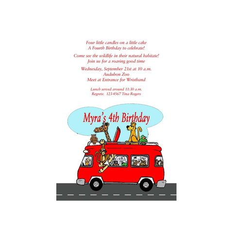 HEADED TO THE ZOO CUSTOM INVITATION