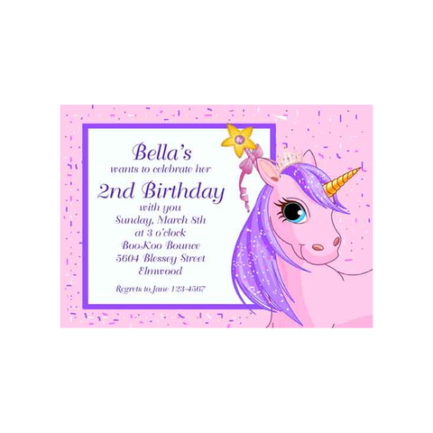HEAD OF A UNICORN CUSTOM INVITATION