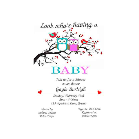 HEART OWLS CUSTOM INVITATION