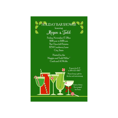HOLIDAY BAR SHOWER CUSTOM INVITATION