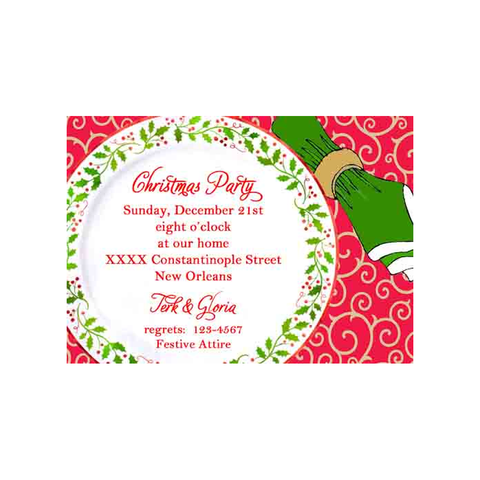 HOLLY DINNER PLATE CUSTOM INVITATION