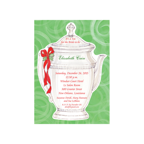 HOLLY TEAPOT - BLANK STOCK INVITATION