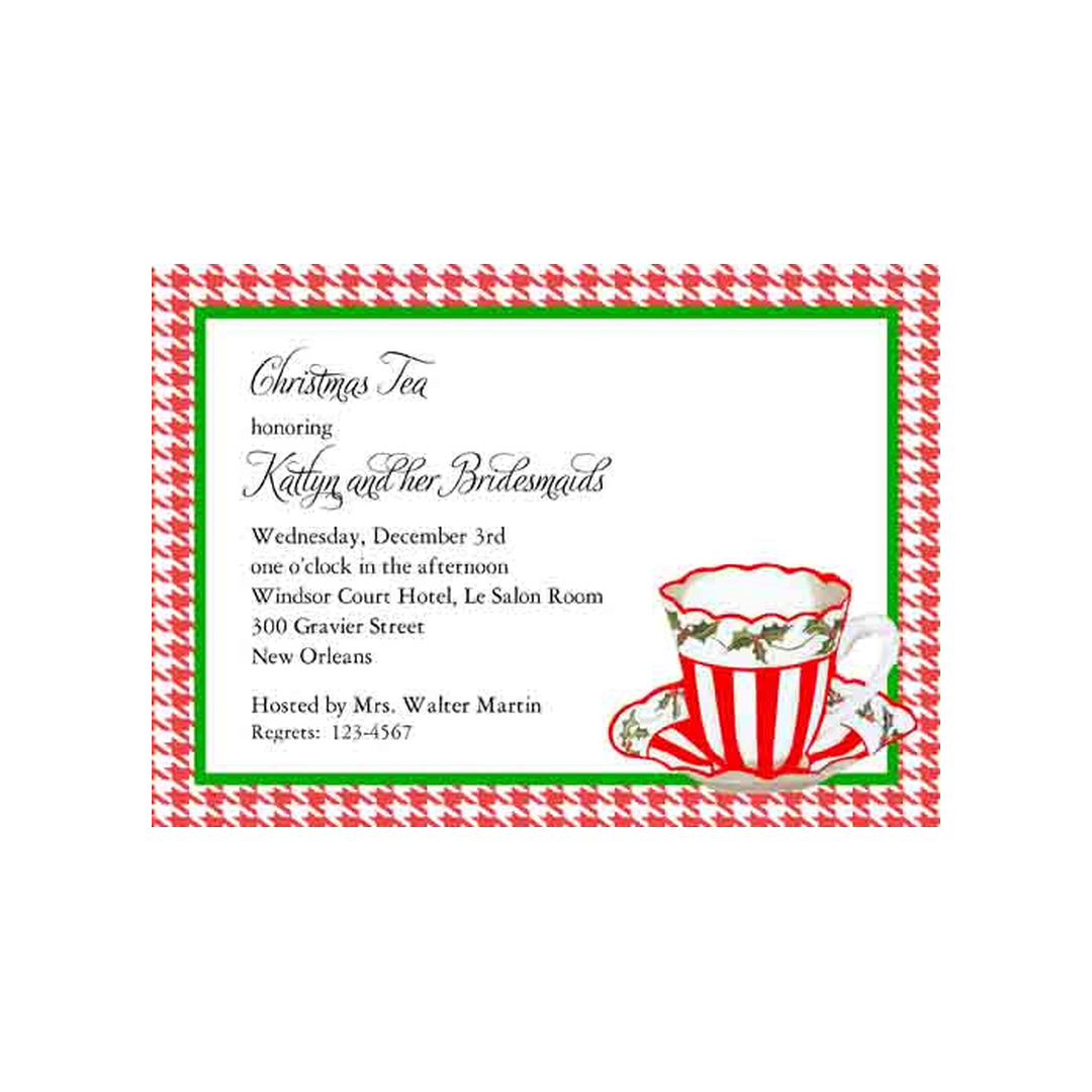 HOLLY TEA CUP CUSTOM INVITATION