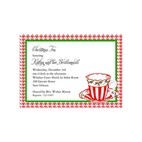 HOLLY TEA CUP CUSTOM INVITATION