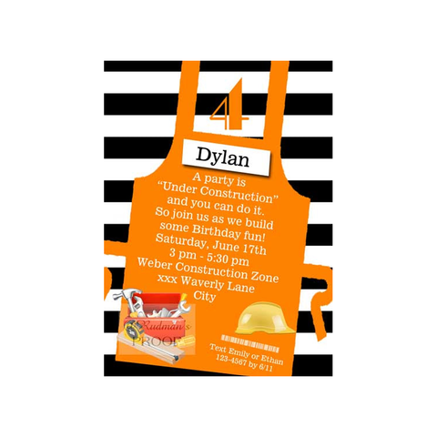 HOME DEPOT APRON CUSTOM INVITATION
