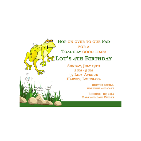 HOPING FROG CUSTOM INVITATION
