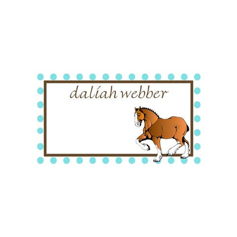HORSE AND POLKA DOT BORDER PERSONALIZED GIFT OR CALLING CARDS