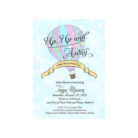 HOT AIR BALLOON RIDE CUSTOM INVITATION