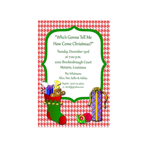 HOUNDSTOOTH CHRISTMAS STOCKING CUSTOM INVITATION