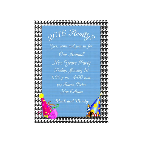 HOUNDS TOOTH PARTY HATS CUSTOM INVITATION