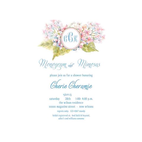 HYDRANGEA MONOGRAM CUSTOM INVITATION