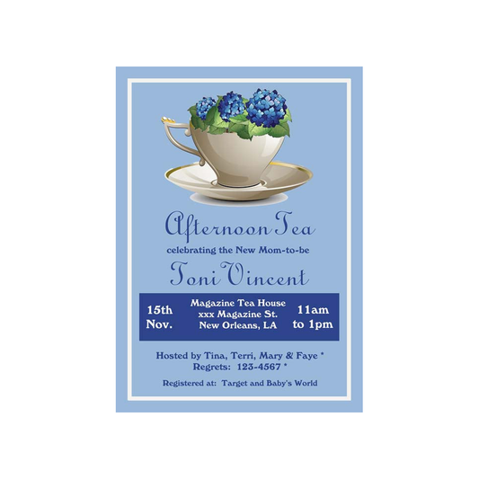 HYDRANGIA TEACUP CUSTOM INVITATION