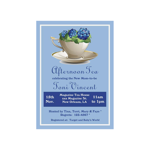 HYDRANGIA TEACUP CUSTOM INVITATION
