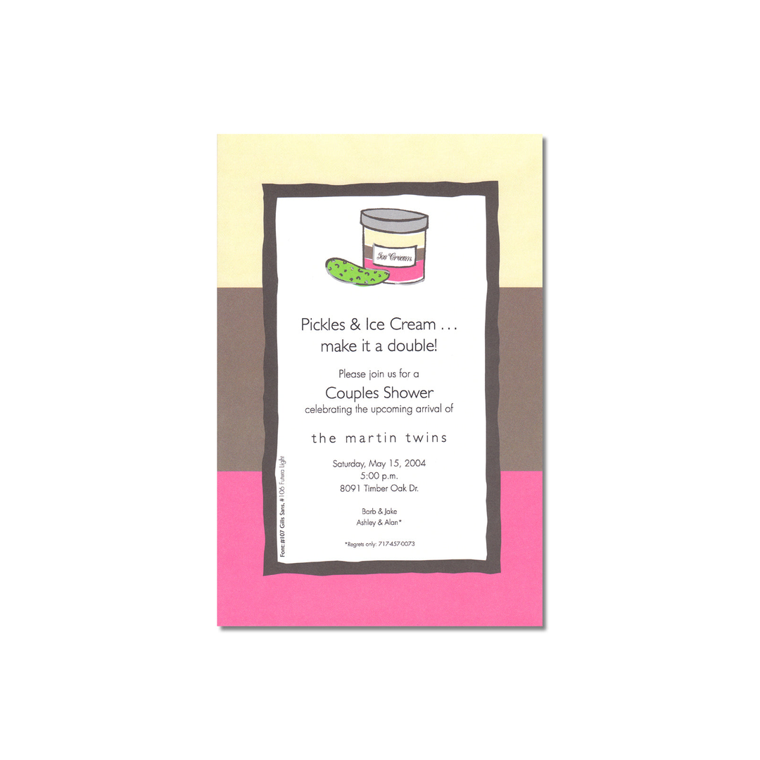 ICE CREAM AND PICKLES - BLANK STOCK INVITATIONS