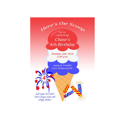 ICE CREAM SCOOPS 2 CUSTOM INVITATION