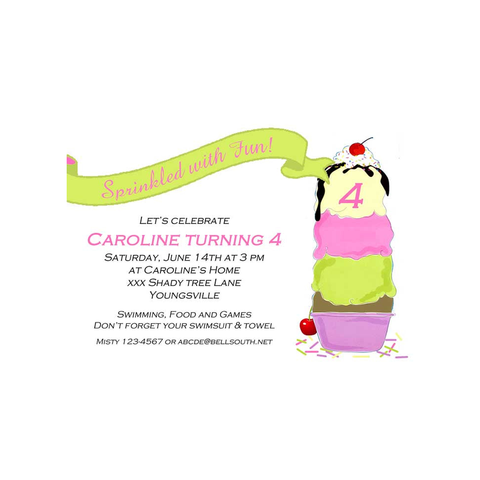 ICE CREAM SCOOPS CUSTOM INVITATION