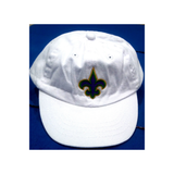 INFANT WHITE CAP WITH MARDI GRAS COLOR FLEUR DE LIS