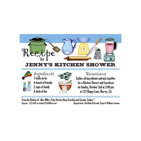 INGREDIENTS FOR A RECIPE CUSTOM INVITATION