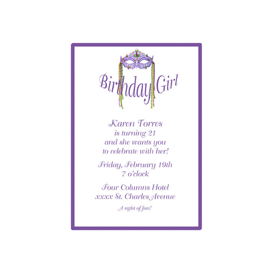 INTRICATE MARDI GRAS MASK CUSTOM INVITATION