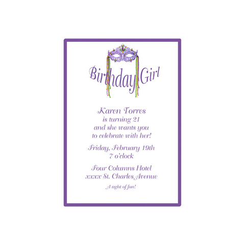 INTRICATE MARDI GRAS MASK CUSTOM INVITATION