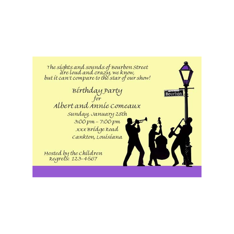 JAZZ BAND SILHOUETTE CUSTOM INVITATION