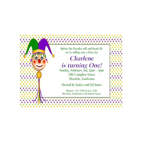 JESTER ON A STICK CUSTOM INVITATION
