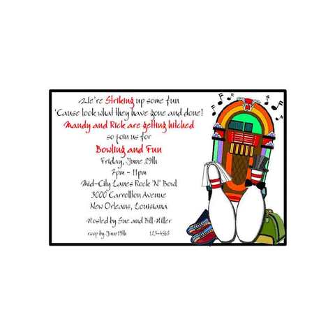 JUKEBOX AND BOWLING PINS CUSTOM INVITATION