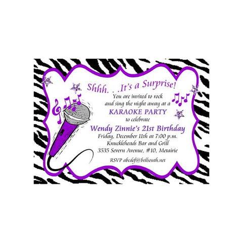 KARAOKE AND MUSICAL NOTES CUSTOM INVITATION
