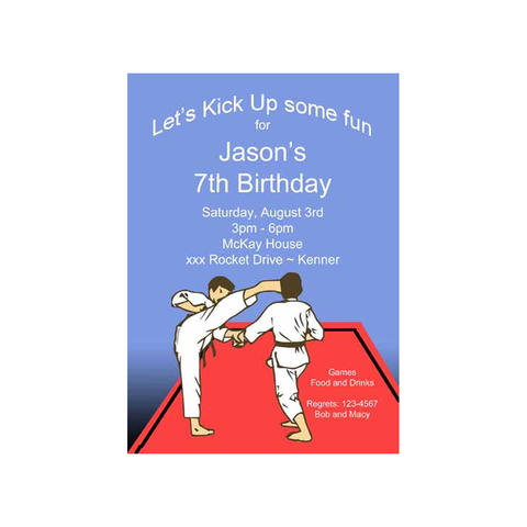 KARATE BOYS CUSTOM INVITATION