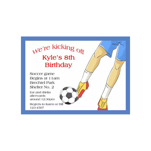 KICKING AROUND THE SOCCER BALL CUSTOM INVITATION