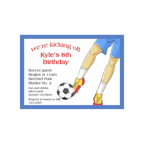 KICKING AROUND THE SOCCER BALL CUSTOM INVITATION