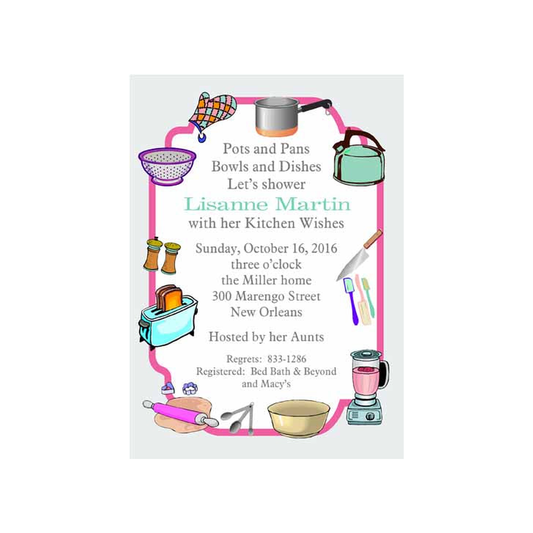 KITCHEN DISHES AND APPLIANCES CUSTOM INVITATION
