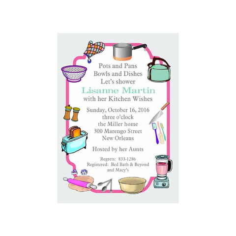 KITCHEN DISHES AND APPLIANCES CUSTOM INVITATION